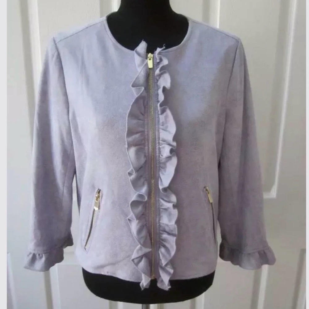 Nanette Lepore faux suede ruffle jacket